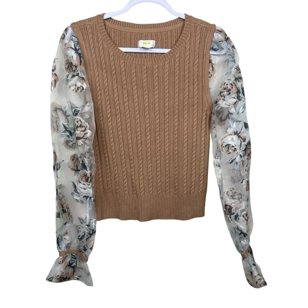 Maeve Anthropologie Mesh Contrast Sleeve Sweater Vest Blouse M Women’s